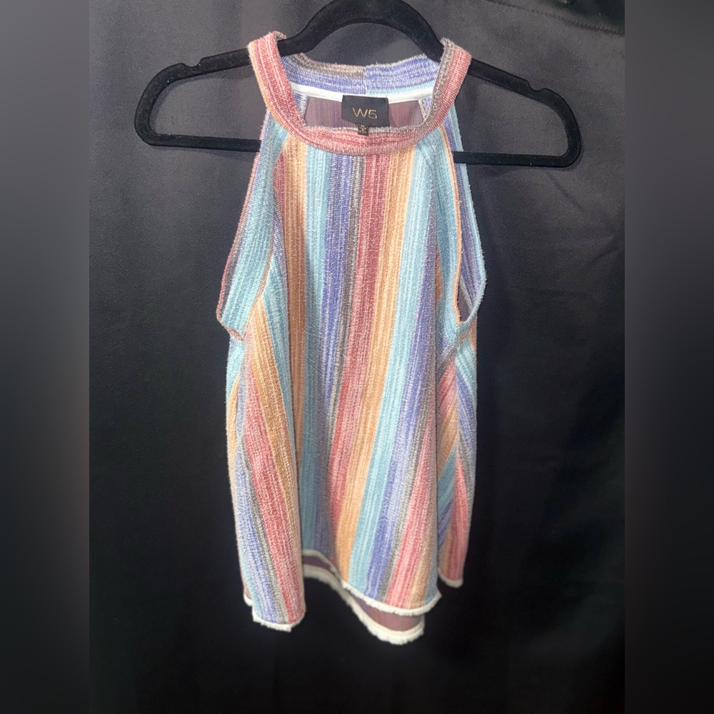 W5 Pastel Multicolor Striped Knit Halter Tank